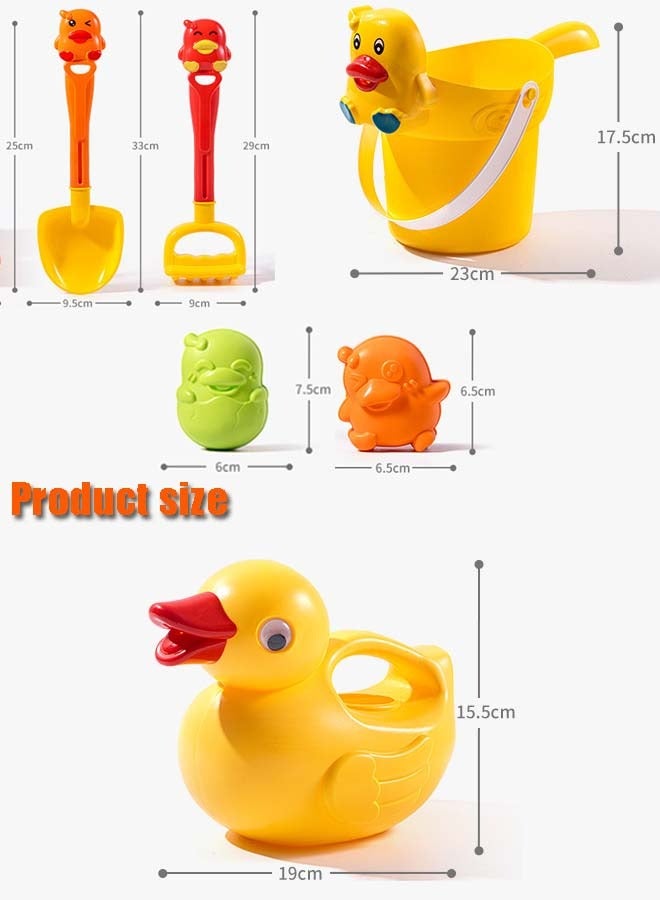EzzySo 6 Piece duck  beach toys with mesh bag for outdoor play, Including Shovel, mold, bucket, duck kettle, Beach sand games toy kit for kids, toddler, boys, girls - Image 2