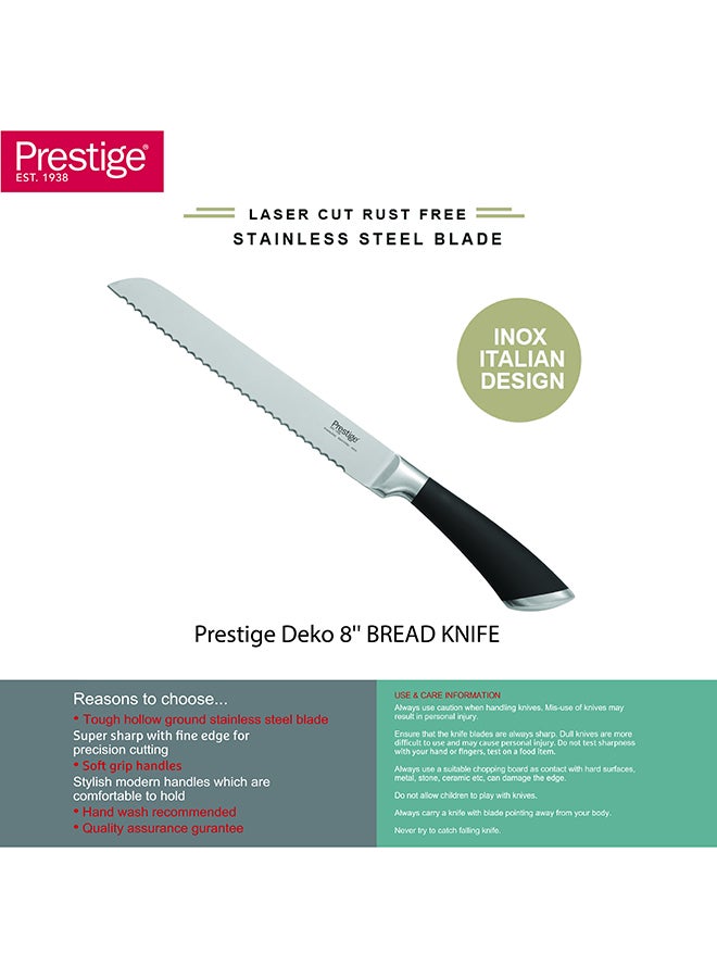 Prestige Deko 8'' Bread Knife | Rust Free Stainless Steel Blade - Pr57542 Silver - Image 2