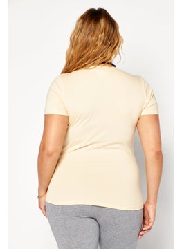 FILA Women Sportswear Fit Brand Logo Outdoor T Shirt, Beige  - Image 4