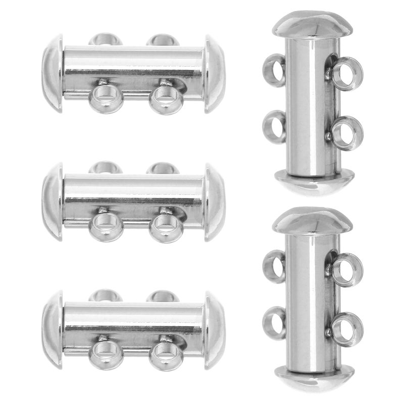 5pcs Stainless Steel Double Layer Necklace Clasp - Multi-Layer Jewelry Connector For Diy Crafts - Bracelet Fastener For Everyday Wear - Jewelry Accessories Layering Chains - Image 1