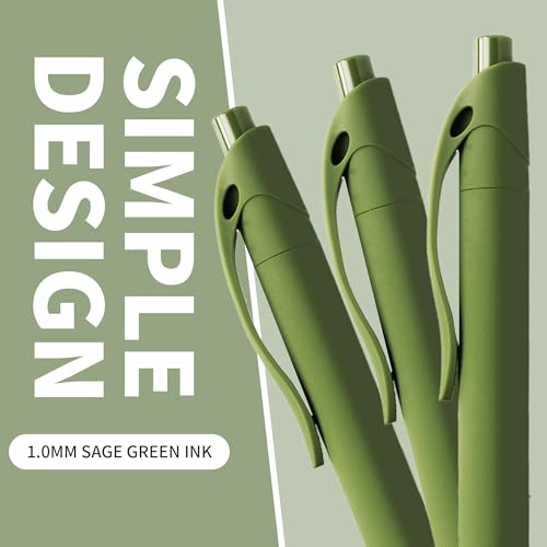 deegtran Pens Bulk, 50 Pack No Bleed Sage Green Click Pen, Wholesale Retractable Ballpoint Pens, Pens Medium Point, Smooth Ink Pen, 1.0MM Sage Green Ink - Image 3