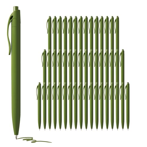 deegtran Pens Bulk, 50 Pack No Bleed Sage Green Click Pen, Wholesale Retractable Ballpoint Pens, Pens Medium Point, Smooth Ink Pen, 1.0MM Sage Green Ink - Image 1