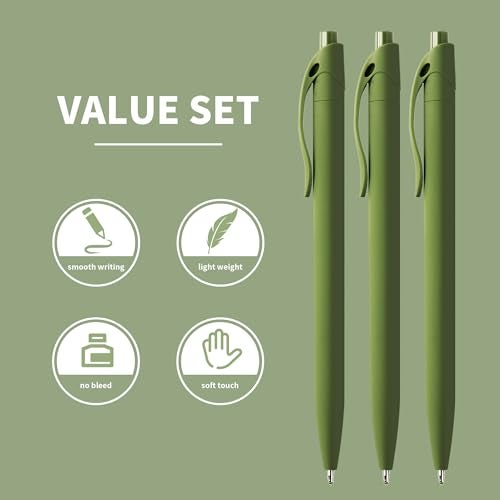 deegtran Pens Bulk, 50 Pack No Bleed Sage Green Click Pen, Wholesale Retractable Ballpoint Pens, Pens Medium Point, Smooth Ink Pen, 1.0MM Sage Green Ink - Image 2