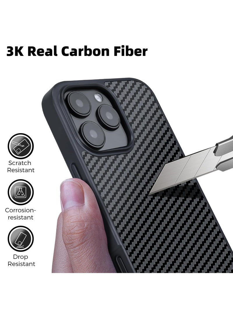 MONOCARBON Real 3K Carbon Fiber iPhone 16 PRO Case Cover MagSafe Compatible Military Grade Scratch Resistant - Matte Black - Image 4