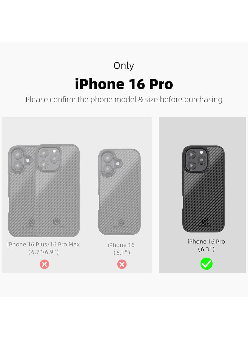 MONOCARBON Real 3K Carbon Fiber iPhone 16 PRO Case Cover MagSafe Compatible Military Grade Scratch Resistant - Matte Black - Image 2