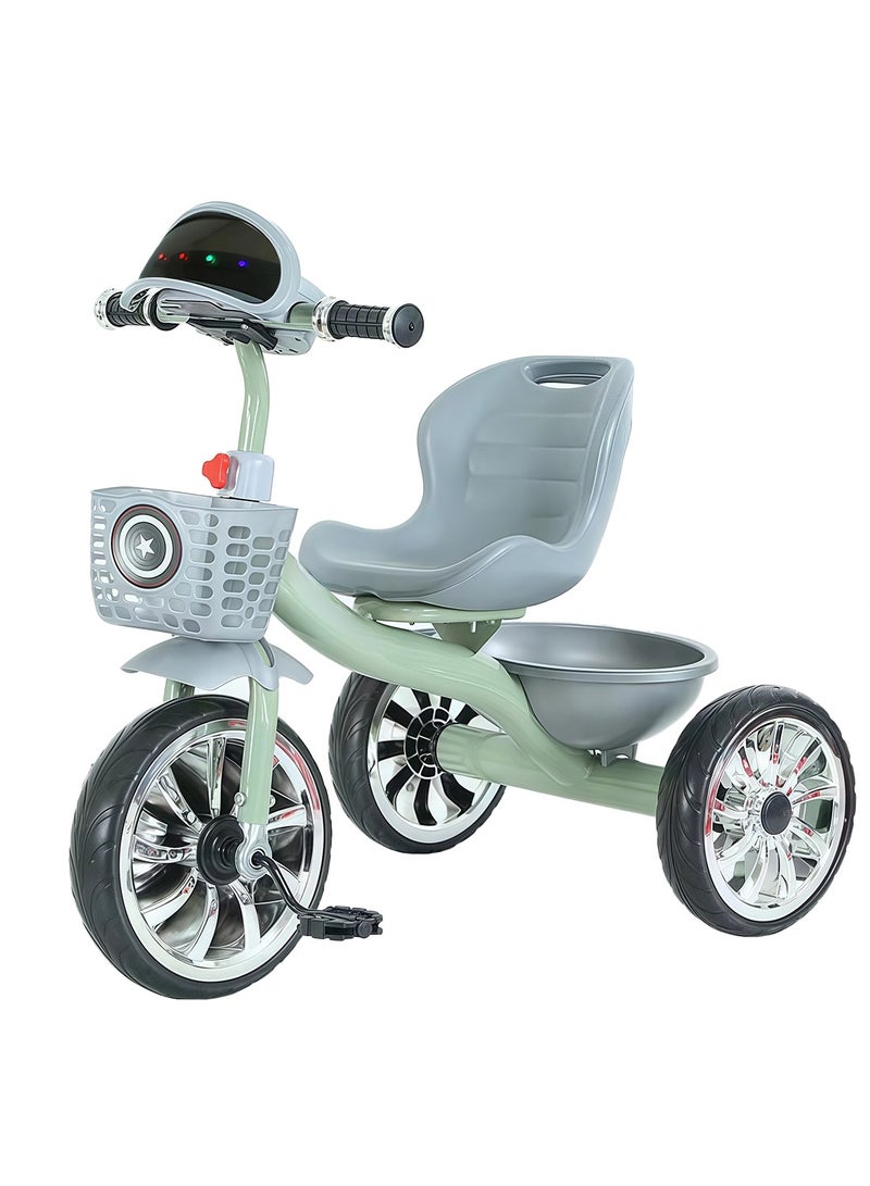 MaBaby دراجات ثلاثية للأطفال، مع سلة تخزين، مع موسيقى وضوء، دراجة للأطفال من 2-6 سنوات، دراجة توازن للداخل والخارج - Image 1