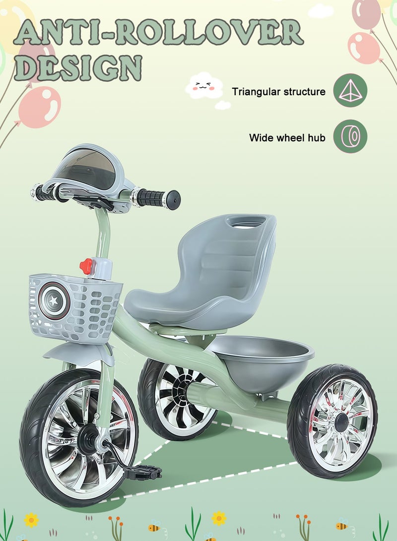 MaBaby دراجات ثلاثية للأطفال، مع سلة تخزين، مع موسيقى وضوء، دراجة للأطفال من 2-6 سنوات، دراجة توازن للداخل والخارج - Image 2