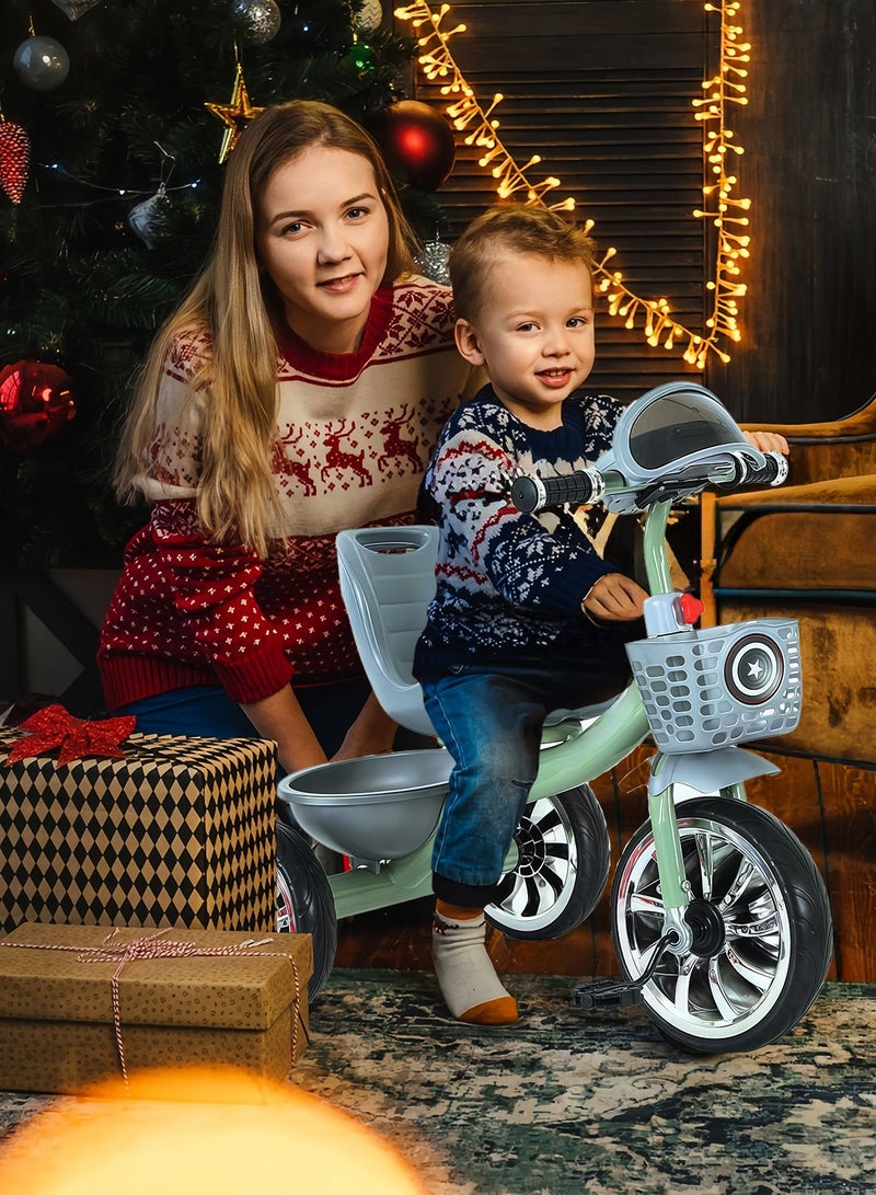 MaBaby دراجات ثلاثية للأطفال، مع سلة تخزين، مع موسيقى وضوء، دراجة للأطفال من 2-6 سنوات، دراجة توازن للداخل والخارج - Image 4