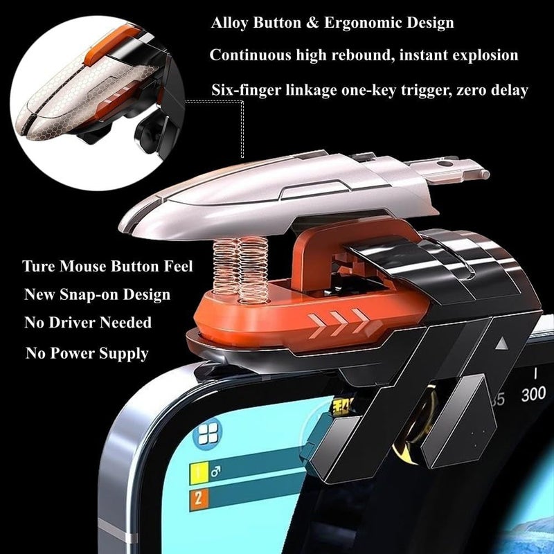 Rakizbe PUBG Mobile Game Triggers, 4 Triggers [6 Finger Operation] High Sensitive Shoot Aim Gaming Controller Gamepad Grip Joysticks Buttons - Image 5