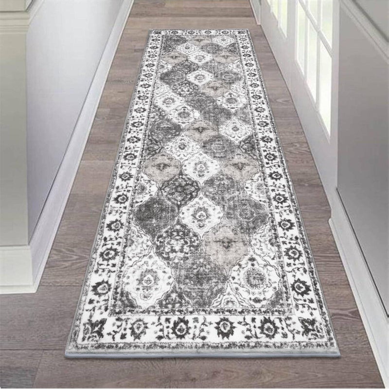 HEBE RUGS HEBE Hallway Runner Rug 2'x6' Washable Vintage Distressed Area Rugs Non Slip Laundry Rug Runner Boho Floor Carpet Runners for Hallways Entryway Laundry Room Kitchen Bathroom  - Image 1