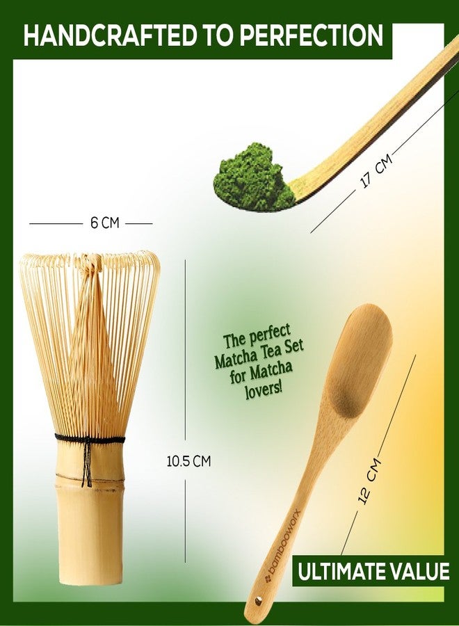 BambooWorx Matcha Whisk Set - (Chasen), Traditional Scoop (Chashaku), Tea Spoon. The Perfect Sets to Prepare a Traditional Cup of Japanese Tea, Handmade from 100% Natural Bamboo - Image 2