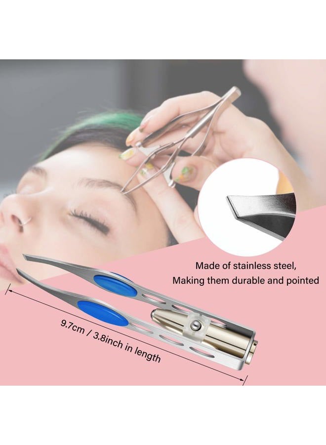 Tatuo 6 Pcs Light Stainless Steel Tweezers with LED, Makeup Eyelash Eyebrow Hair Removal Illuminating Lighted Tweezers for Precision Men Women(Red, Purple, Dark Blue) - Image 5