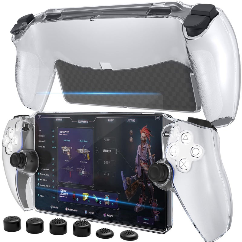 HEYSTOP Case for PlayStation 5 with Screen Protector Tempered Glass, PS5 Protective Case with Comfortable Ergonomic Grip, 6 Thumb Stick Caps (Clear) - Image 1