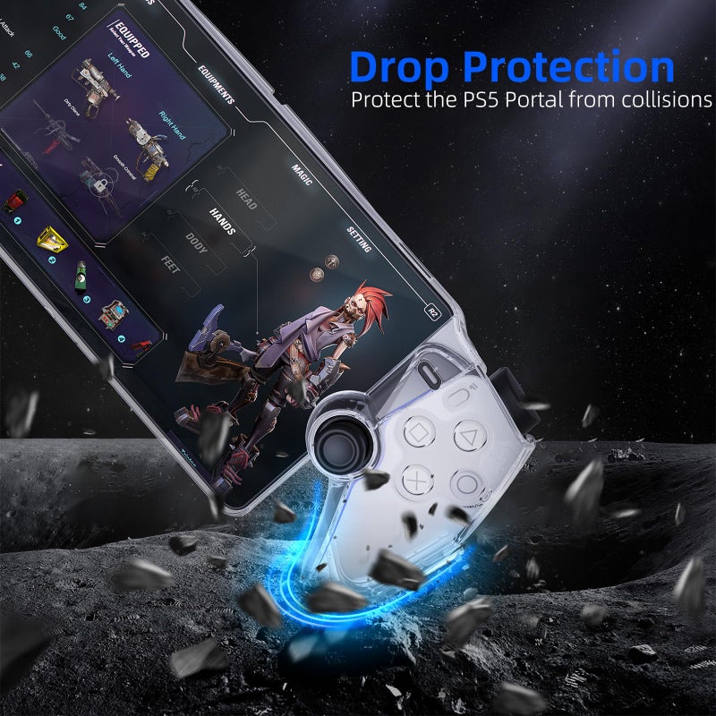HEYSTOP Case for PlayStation 5 with Screen Protector Tempered Glass, PS5 Protective Case with Comfortable Ergonomic Grip, 6 Thumb Stick Caps (Clear) - Image 2