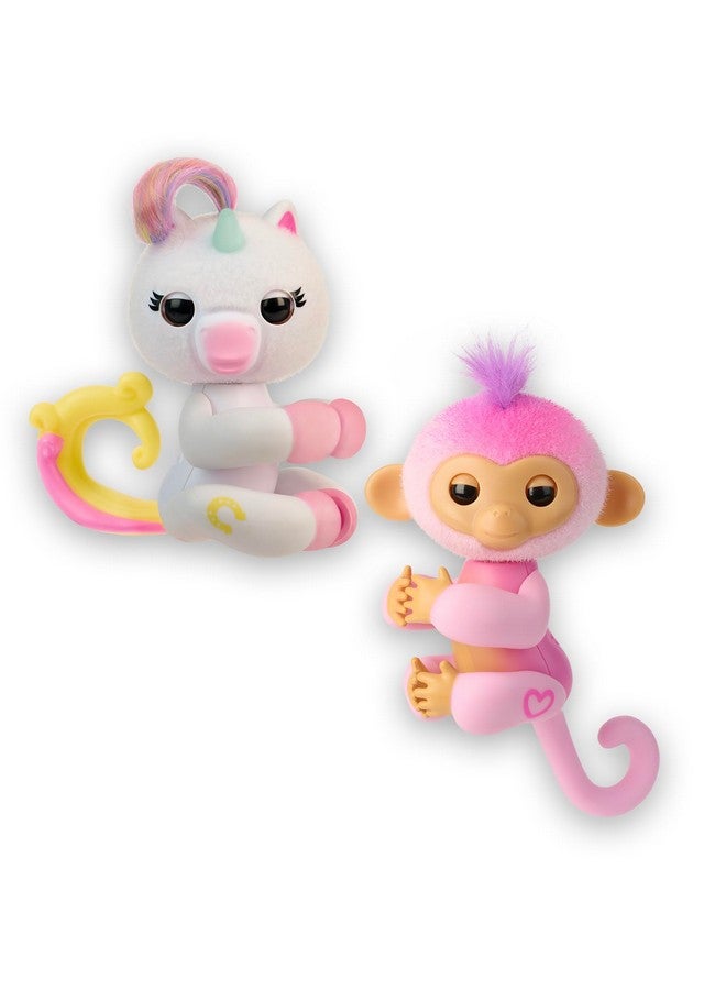 Fingerlings Interactive Baby Monkey and Unicorn - Pack of 2 - Lulu & Harmony - 70+ Sounds & Reactions, Heart Lights Up, Reacts to Touch (Ages 5+) - Image 1