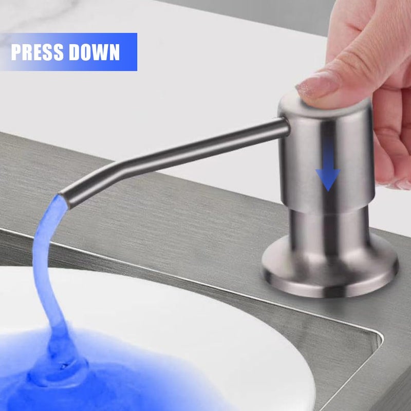 HANNEA® Soap Dispenser for Kitchen Sink Fixed Hand Wash Dispensers Pump with 47 Inches Tube 360 ° Rotatable Stainless Steel Press Down Soap Dispenser for Hand Soap, Lotion, Body Wash, Shampoo - Image 4