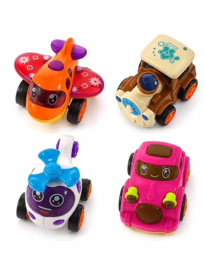 4-Piece Unbreakable Friction Powered Toys – Car, Helicopter, Plane & Train for Kids, Durable Vehicles Set for Toddlers - Image 4
