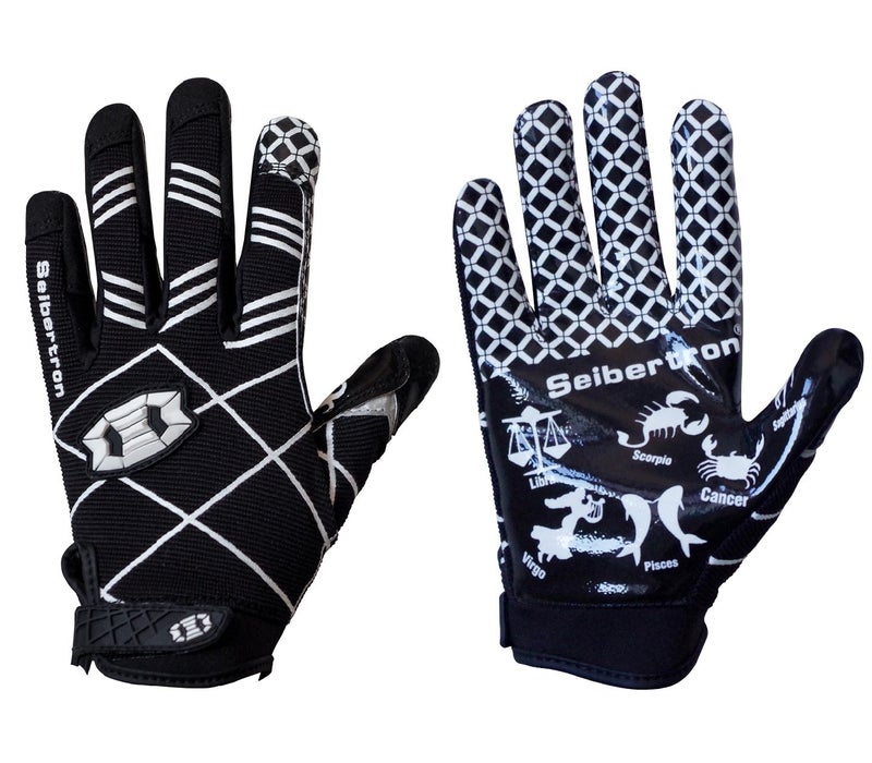Seibertron Pro 30 Twelve Constellations Elite UltraStick Sports Receiver Glove Football Gloves fit for Youth Child Kids Black M - Image 2