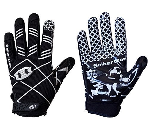 Seibertron Pro 30 Twelve Constellations Elite UltraStick Sports Receiver Glove Football Gloves fit for Youth Child Kids Black M - Image 1