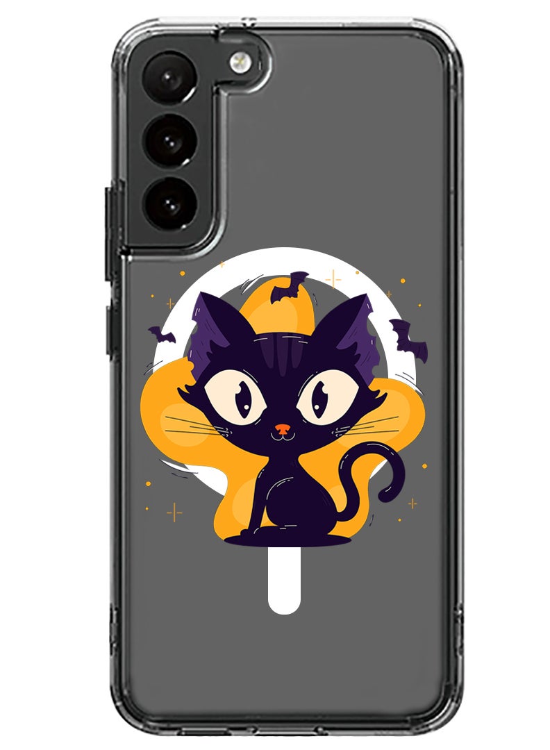 Theodor Magnetic Case for Samsung Galaxy S23 Plus 6.6-inch Compatible with MagSafe Wireless Charging, Shockproof Phone Bumper Cover Black Cat Halloween - Image 1