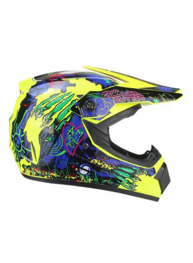 ABS Off-Road Motorcycle Half Helmet - Fluorescent Yellow with Goggles, Mask and Gloves
