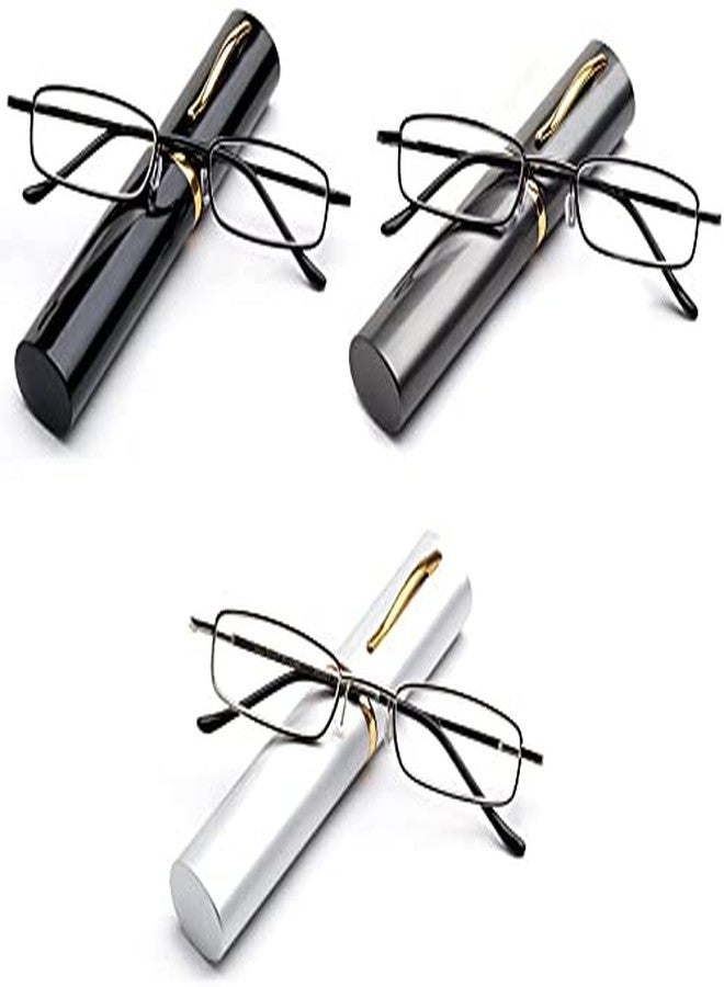 جي ار اس عبوة من 3 نظارات قراءة رفيعة من JRS Optical، مناسبة لقراءة الكمبيوتر، والرؤية القريبة، والقراءة عبر الهاتف المحمول، وقراءة الصحف، مع حافظة ألومنيوم محمولة وقطعة قماش ناعمة للتنظيف، للرجال والنساء، للجنسين، لمن هم فوق سن 39 عامًا. (لون عشوائي: +3.00) - Image 3