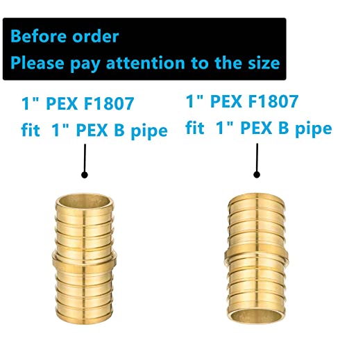 Lidertik (10 Pack) Lidertik PEX Fittings 1 inch Straight Coupling Connector, 1" PEX F1807 to 1" PEX F1807 Crimp Pipe Fitting Brass - Image 2