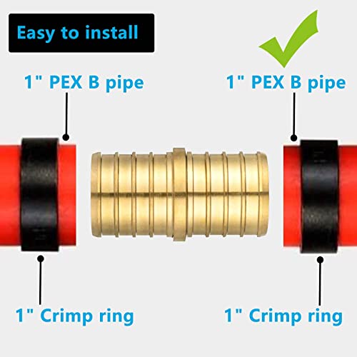 Lidertik (10 Pack) Lidertik PEX Fittings 1 inch Straight Coupling Connector, 1" PEX F1807 to 1" PEX F1807 Crimp Pipe Fitting Brass - Image 5