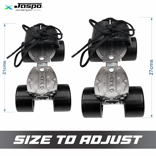 Jaspo Big Boss Adjustable Quad Roller Skates for Kids and Adults (6 Yrs & Above),Indoor Outdoor Wheels,Metal Body (21-27 cm Foot Length)| for Beginner & Advanced Skaters, Color-Black & Grey - Image 4