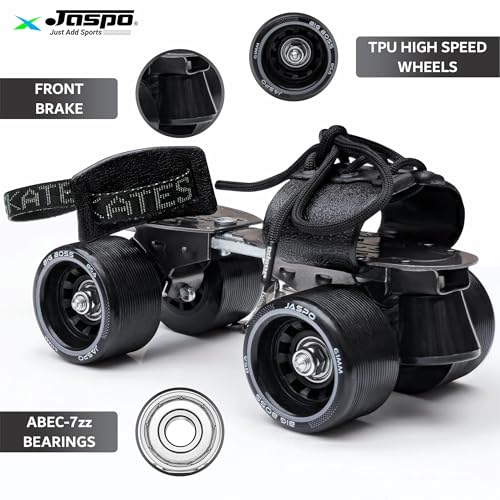 Jaspo Big Boss Adjustable Quad Roller Skates for Kids and Adults (6 Yrs & Above),Indoor Outdoor Wheels,Metal Body (21-27 cm Foot Length)| for Beginner & Advanced Skaters, Color-Black & Grey - Image 2
