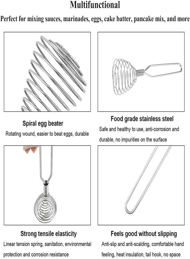 SADMAX Stainless Steel Egg Whisk, Manual Handheld Wire Beater for Eggs, Milk & Cream, Spring Stirrer for Baking & Cooking, Durable Kitchen Mixing Tool for Fast Blending - Image 5