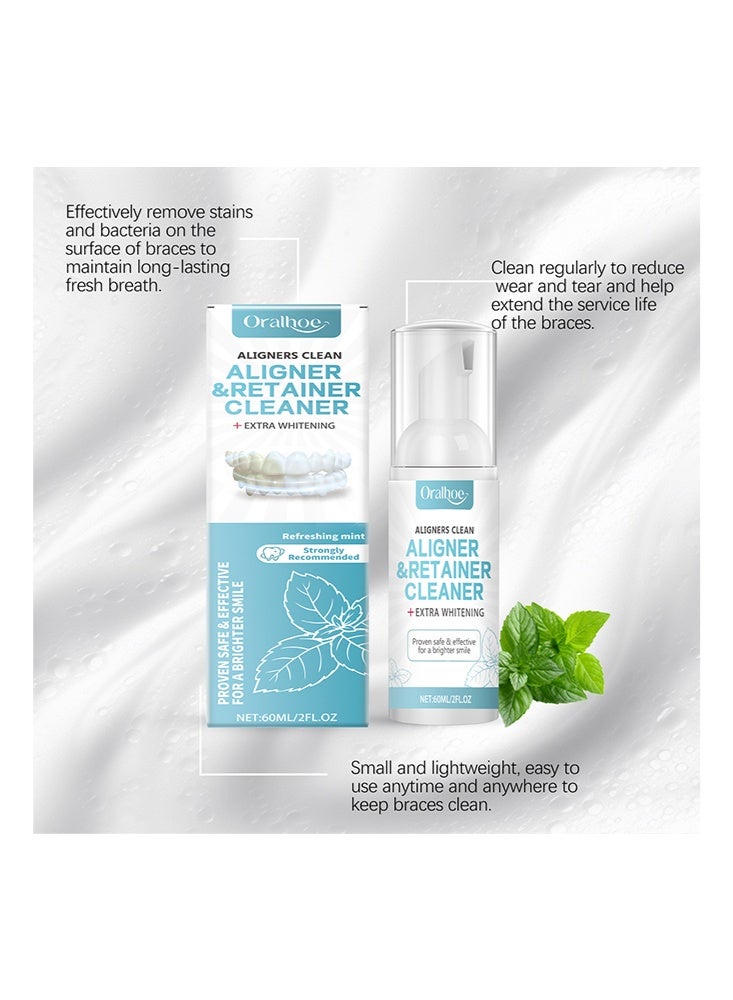 ORALHOE Aligner&Retainer Cleaner + Extra Whitening, Cleaner Compatible with All Clear Aligners and Retainers – Eliminates Bacteria, Fights Bad Breath 60ml - Image 2