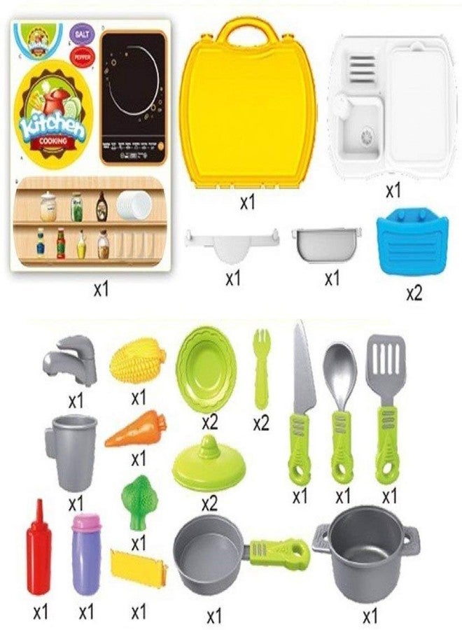 Sajani Attractive Dream Kitchen Set Cooking Pretend Play Toys for Kids, Yellow - Image 2