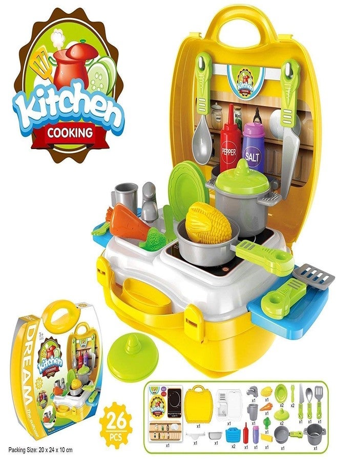 Sajani Attractive Dream Kitchen Set Cooking Pretend Play Toys for Kids, Yellow - Image 3