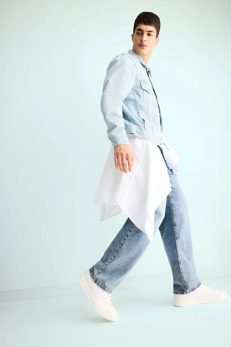 Defacto  Cotton Baggy Fit Regular Waist Wide Leg Jeans for Men | Best Price UAE