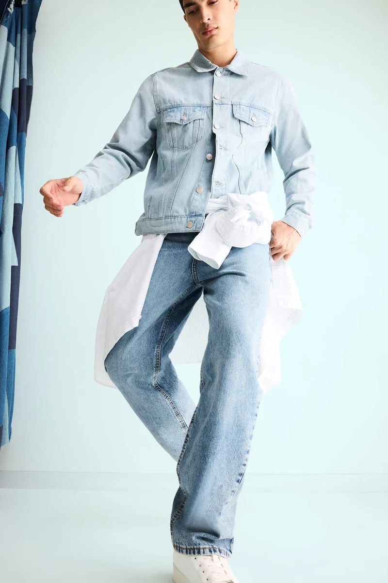 Defacto  Cotton Baggy Fit Regular Waist Wide Leg Jeans for Men | Best Price UAE