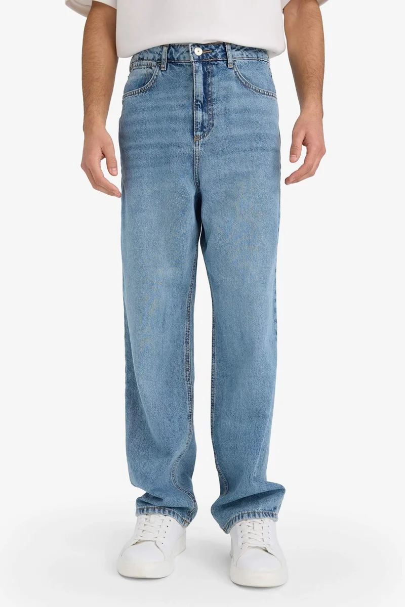 Defacto  Cotton Baggy Fit Regular Waist Wide Leg Jeans for Men | Best Price UAE