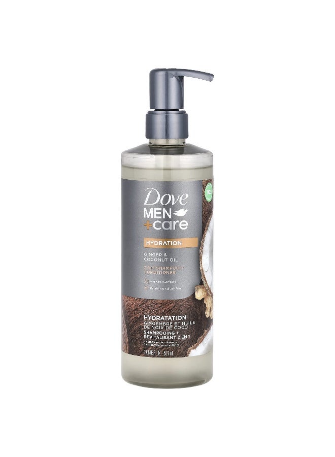 Dove, Men + Care, 2-in-1 Shampoo + Conditioner, Ginger & Coconut Oil, 17.5 fl oz (517 ml) - Image 1