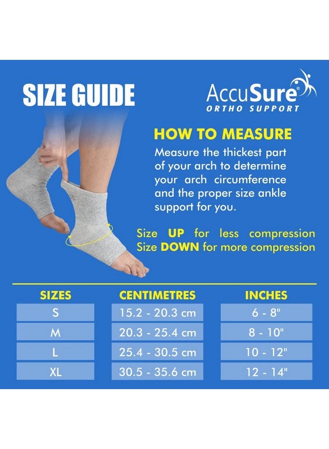 AccuSure Pair Of Bamboo Yarn 4 Way Stretchable Bi-Layered Construction Ankle Compression Support Joint Pain Relief, Sprains, Tendonitis Reduce, For Men & Women (XL) - Image 2