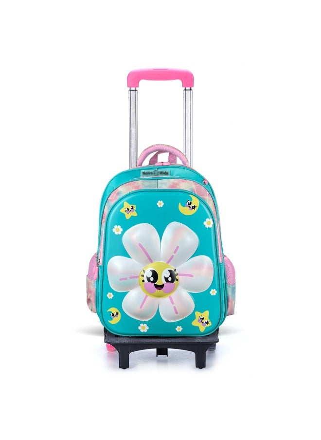 Nova kids Nova Kids 3D School Bag w/ Trolley - Daisy Green, 16.5"  - Image 1
