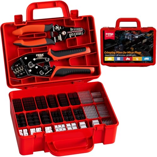 PEBA Crimping Tool and Dupont Connector Kit - 24 Types of Dupont 2.54 mm Connectors & Crimp Pins, 2.5 mm JST-XH & JST-SM Contacts and Housings, for DIY Electronics - Suitable for AWG 32-20 Wires - Image 1