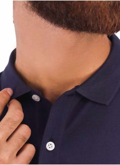 GIORDANO Men's Embroidery Solid Polo - Navy Blue  - Image 3