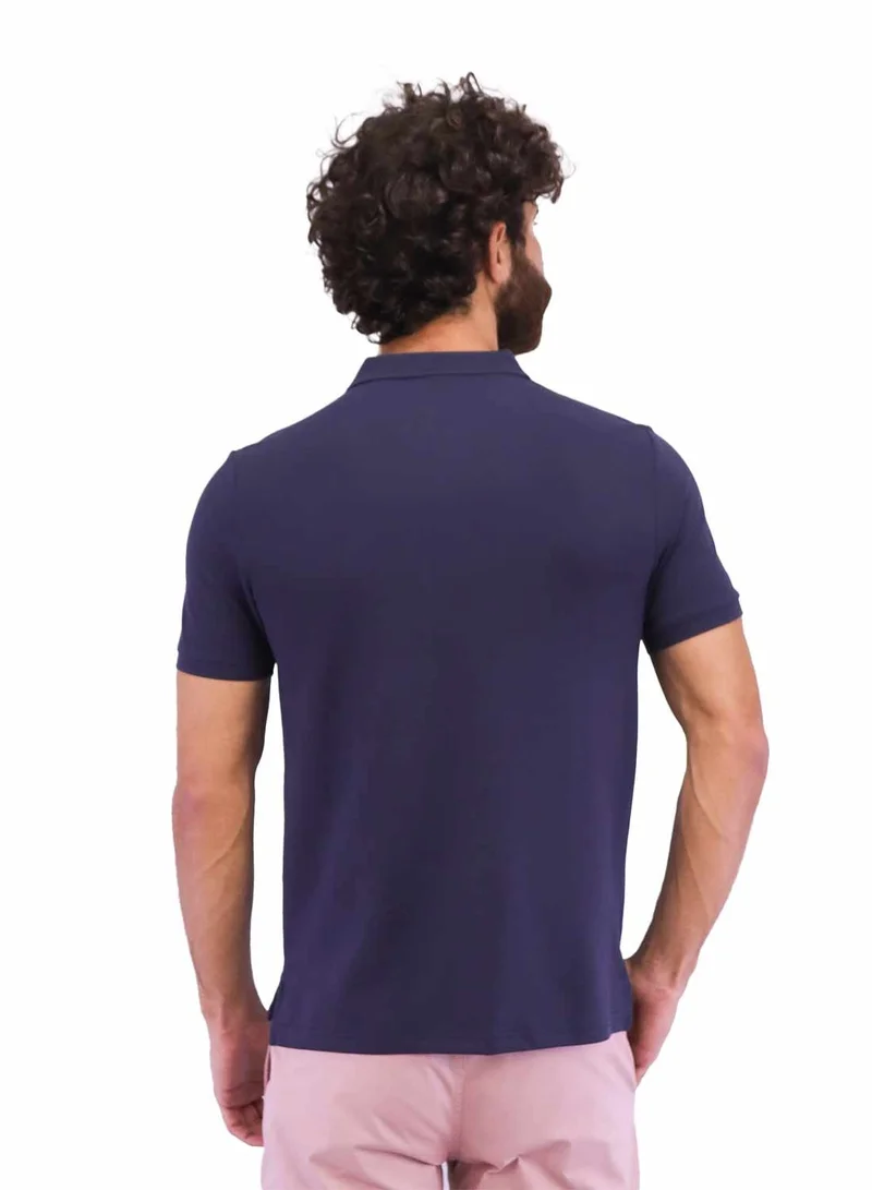 GIORDANO Men's Embroidery Solid Polo - Navy Blue