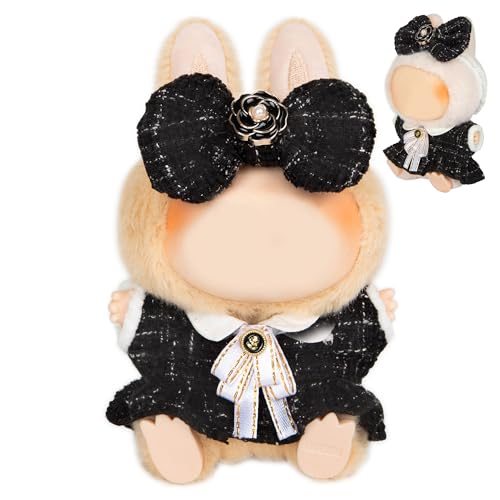 CHICHO Premium Doll Clothes for Labubu Luxury Chic Style Set for 17cm Dolls Doll Outfit for Display Collectors Gift Cute Miniature Fashion Accessories Black Camellia Clothes Only - Image 1