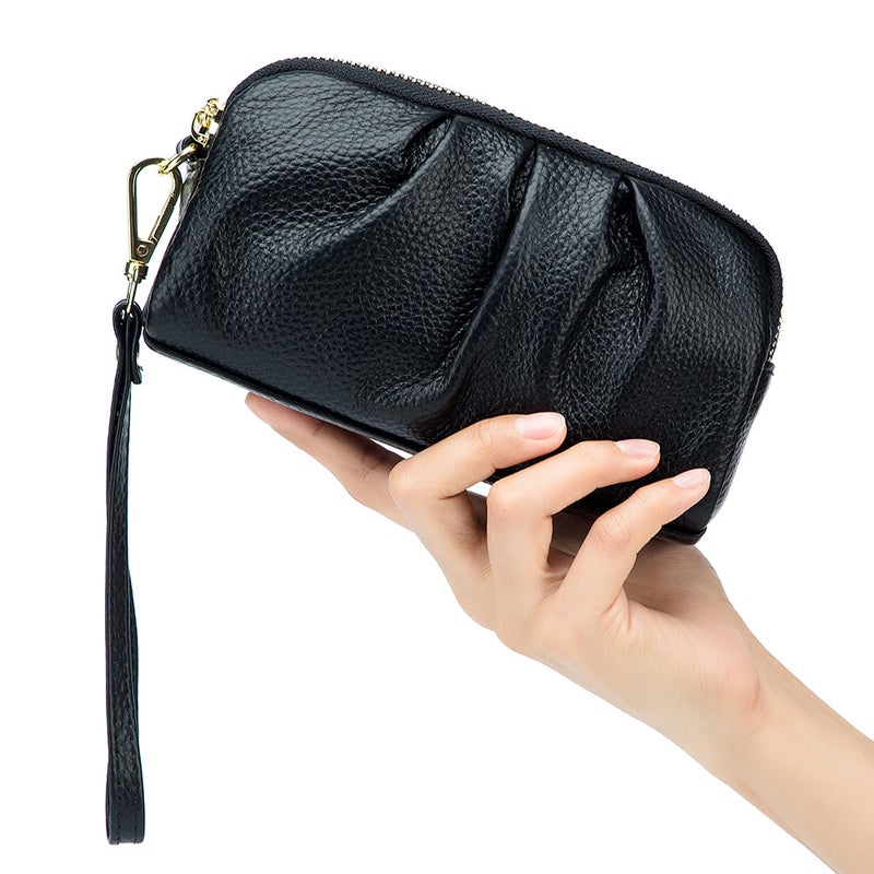 First-Layer Cowhide Clutch Double-Layer Genuine Leather Women'S Large-Capacity Elegant Mother'S Hand Collar Bag Women'S Wallet Mobile Phone Bag - Image 2