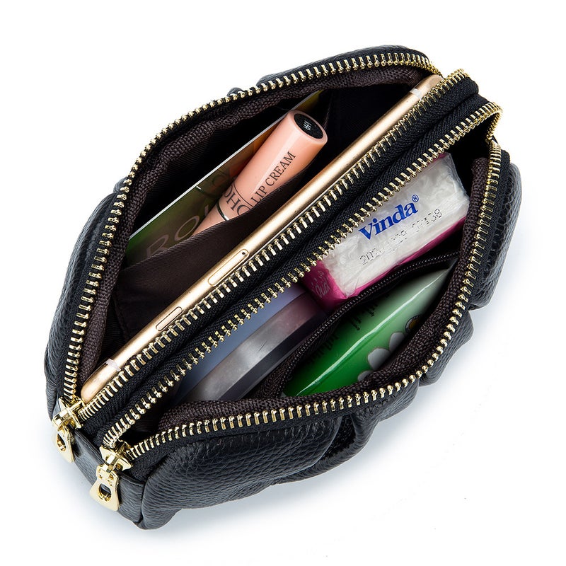 First-Layer Cowhide Clutch Double-Layer Genuine Leather Women'S Large-Capacity Elegant Mother'S Hand Collar Bag Women'S Wallet Mobile Phone Bag - Image 3