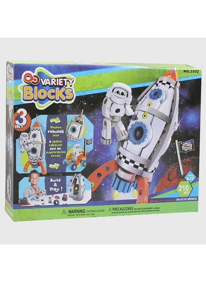 Variety Blocks Variety Blocks Building Set - 3 in 1 Galactic Mission 210Pcs  - Image 1