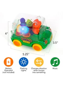ArtCreativity Light Up Dinosaur Car - Bump And Go Toy Car With Moving Gears, Music, Flashing Led'S, And Engine Sounds - Toy Car For Toddlers 3 And Up - Autism Sensory Gifts For Boys 5 6  - Image 3