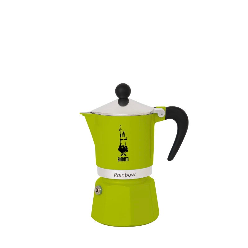 Bialetti Rainbow Stovetop Espresso Maker Moka Pot Italian Coffee Maker 3 Espresso Shots 43 oz 130 ml Aluminum Green