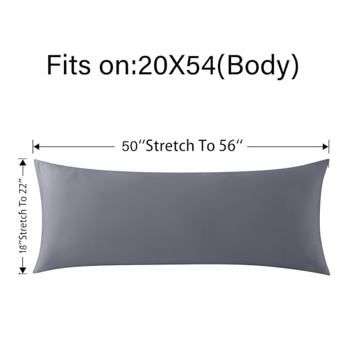 WhatsBedding Body Pillow Cover Cooling Fabric, Long Pillowcase Breathable & Skin-Friendly, Zipper Closure - Charcoal Grey (20x54 inch) - Image 2